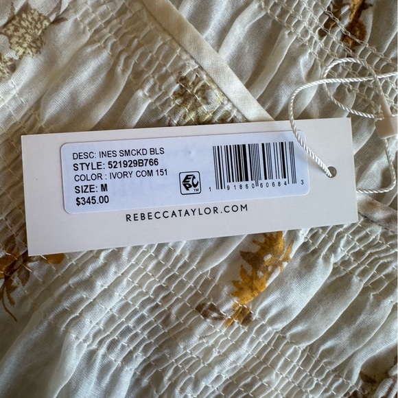 NWT Rebecca Taylor Marigold Fleur Ines Smocked Blouse Size Small women’s top - Picture 9 of 14